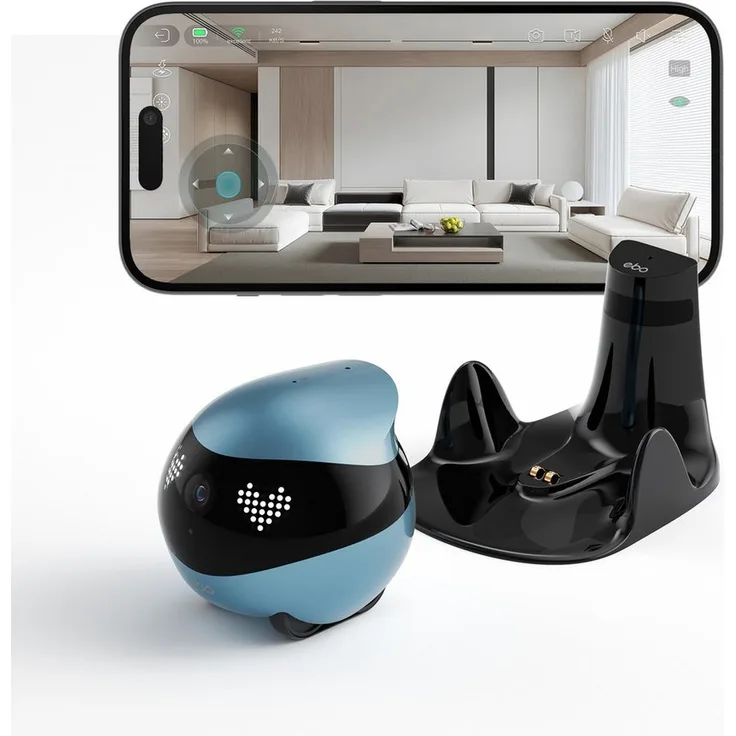Enabot EBO Air 2, Smart Home Kamera mit 2K HD-Video, Interaktion, Auto-Tracking und integrierter Haustierunterhaltung