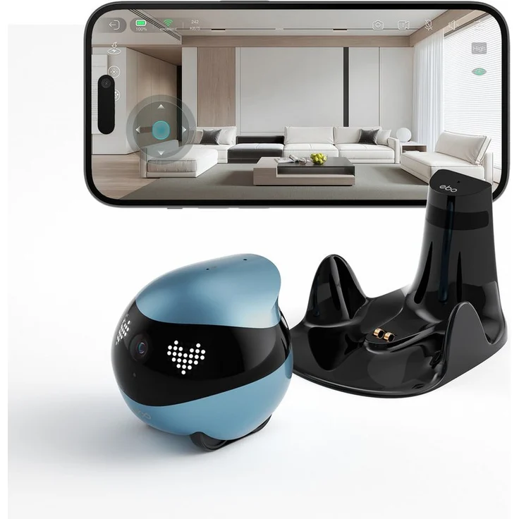 Enabot EBO Air 2, Smart Home Kamera mit 2K HD-Video, Interaktion, Auto-Tracking und integrierter Haustierunterhaltung