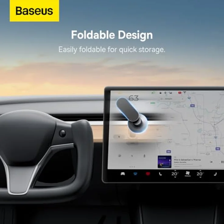 Baseus Magnetic Car Mount T-Space, Magnetische Smartphone Halterung für Tesla, Verstellbar, Silber – Bild 6