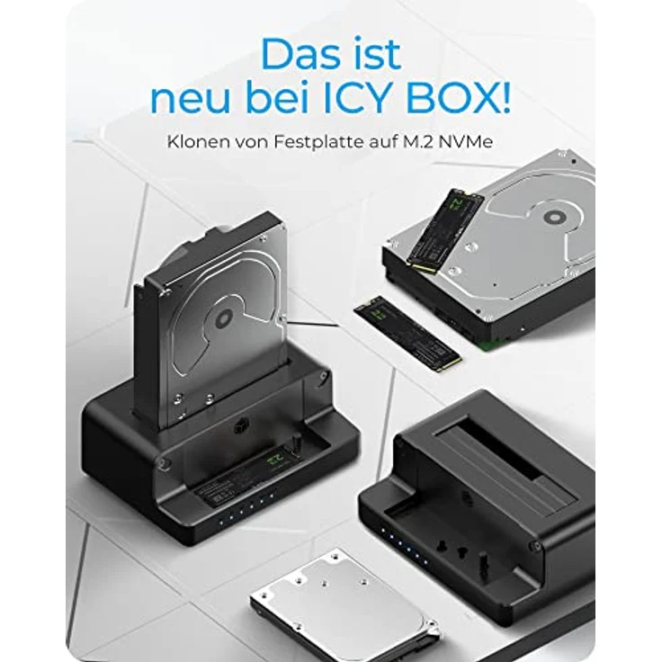ICY BOX HDD/M.2 NVMe SSD Docking Station USB 3.2 Gen 2 (10 Gbit/s), Festplatten Klonstation & Lesegerät (SATA 2,5/3,5 Zoll & M.2 NVMe), Extern, Adapter, USB-C, USB-A, IB-2914MSCL-C31 – Bild 2