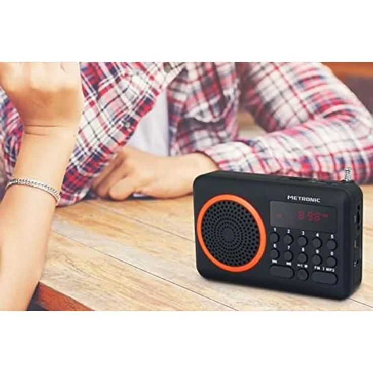 Metronic 477204 Tragbares UKW Radio Schwarz-Orange – Bild 5
