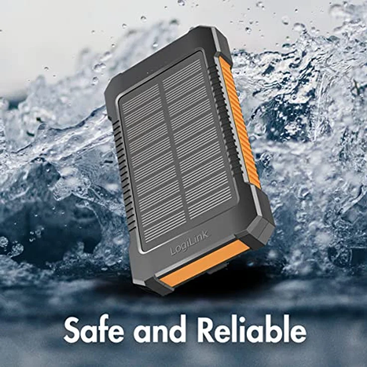LogiLink Solar-Powerbank 8000 mAh orange Powerbank – Bild 3