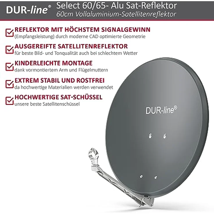 DUR-line Select 60/65cm Satellitenschüssel Alu anthrazit – Bild 3