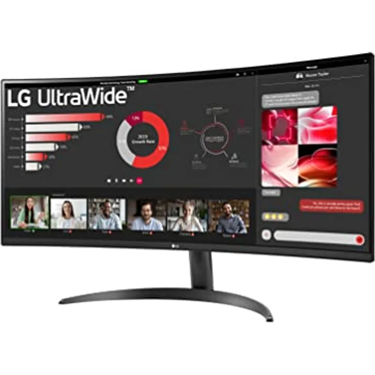 LG UltraWide 21:9 Curved QHD Monitor 34WR50QC-B - 34 Zoll, HDR10, PBP-Modus, AMD FreeSync, 100Hz, Schwarz – Bild 2
