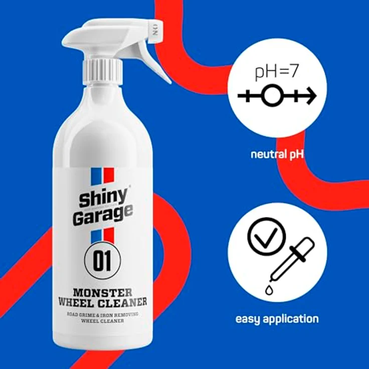 Shiny Garage Felgenreiniger „Monster“, 500 ml, Gel-Konsistenz, fluoreszierende Farbe, sicher für Chrom- und Aluminiumfelgen, einfaches Auftragen mit Zerstäuber, neutraler Apfelduft – Bild 2