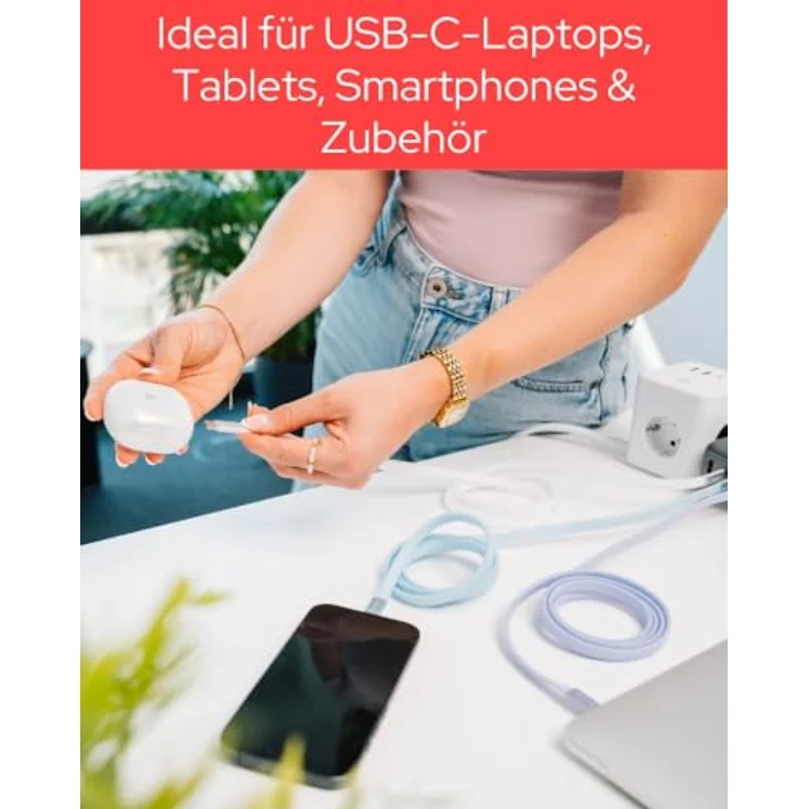 Verbatim 30274, USB C Kabel 1,2 m, USB 2.0, 0,48 Gbit/s, Weiß, Flachkabel mit Schnellladefunktion – Bild 5
