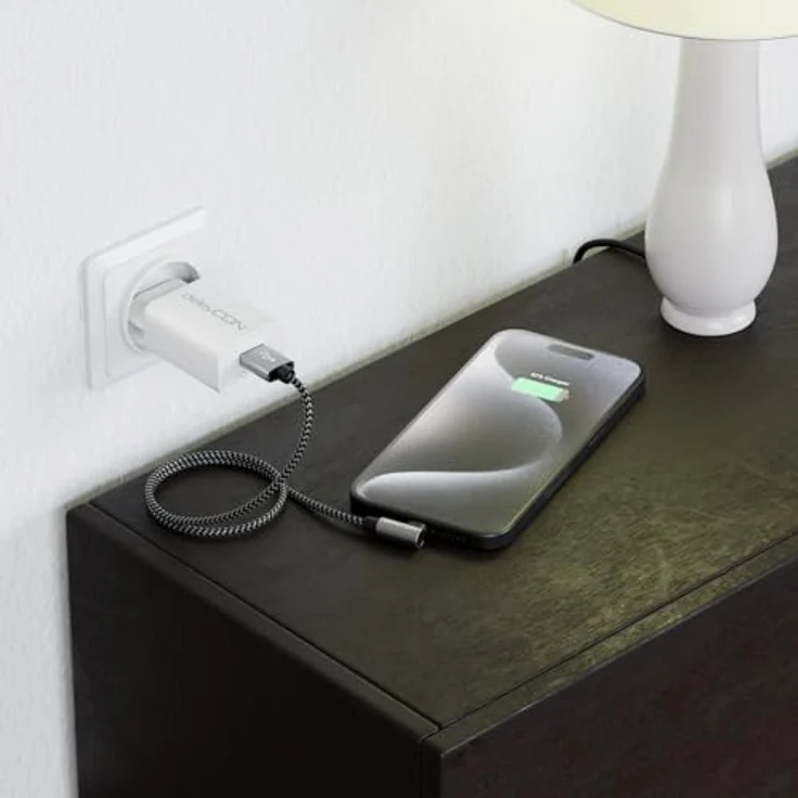 deleyCON 0,30m USB-A auf USB-C Kabel 90° gewinkelt, schnelles Laden und Datenübertragung bis 480Mbps, robustes Aluminium- und Nylon-Design – Bild 5