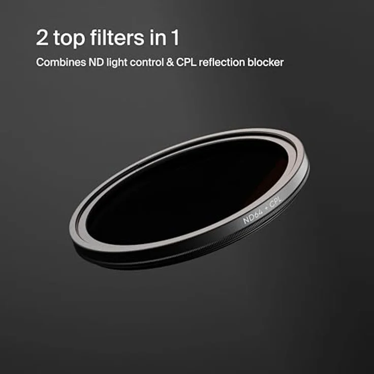 Urth 77 mm Polfilter (Polarisationsfilter) CPL + Graufilter ND64 Filter (Plus+), reduziert Reflektionen und kontrolliert Lichteffekte, blau – Bild 2
