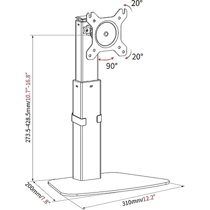 Desire2 Monitor Arm Desk Mount, höhenverstellbare Monitor Halterung mit hydraulischem Lift, kompatibel mit VESA, 35.43", Weiß – Bild 8