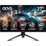 Odys i27-Q-180 - 27 Zoll Gaming Monitor (WQHD, 180 Hz, 1 ms Reaktionszeit, Fast IPS Panel, FreeSync, HDMI, Display Port, 3,5mm Kopfhöreranschluss) in Schwarz