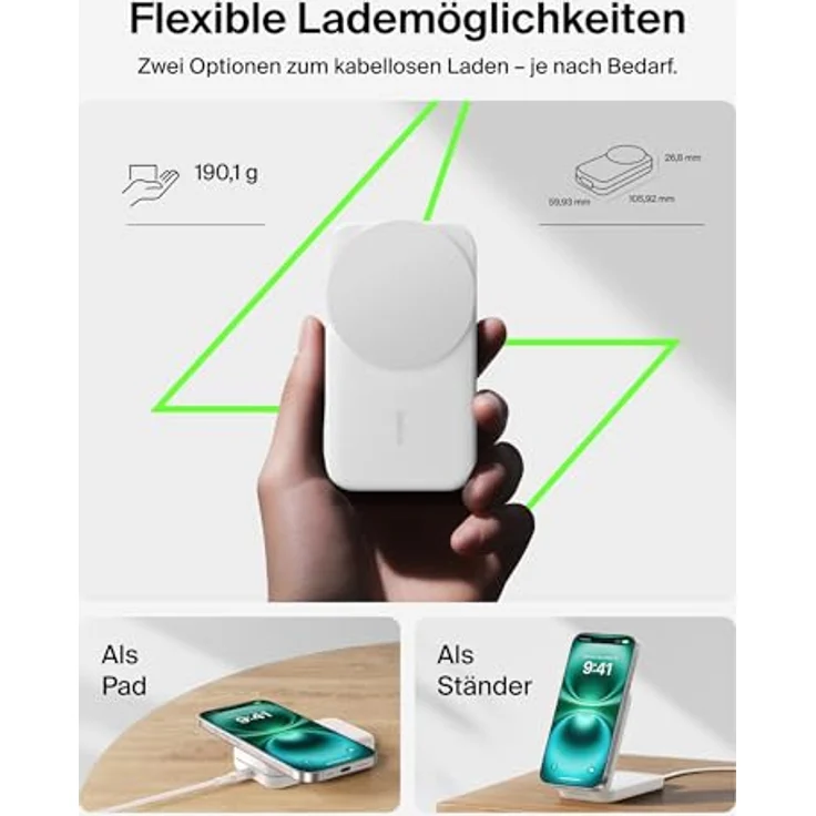 Belkin UltraCharge 3 in 1 Ladestation für Apple Watch und iPhone, Qi2, 25W, MagSafe-kompatibles Ladegerät, inklusive 45-W-Netzteil, weiß – Bild 5