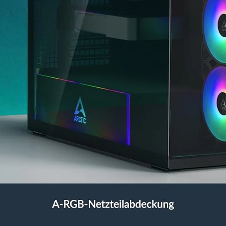 Arctic Cooling ACPCC00019A Black Mirror, ATX PC-Gehäuse mit Sichtfenster, Schwarz, inkl. vorinstalliertem Netzteil und Platz für bis zu 5 Lüfter – Bild 12