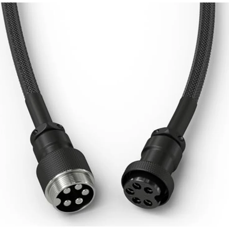 Glorious Gaming Premium Coiled Keyboard Cable - Phantom Black, Vergoldetes USB-A auf USB-C, Schutz vor Kabelsalat, doppelt geflochtene Ummantelung, 5-poliger Aviator-Stecker – Bild 5
