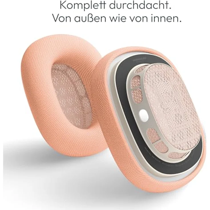VONMÄHLEN Air Cushions für AirPods Max, Ersatz Ohrpolster mit magnetischer Befestigung, atmungsaktiv und schweißresistent, orange – Bild 5