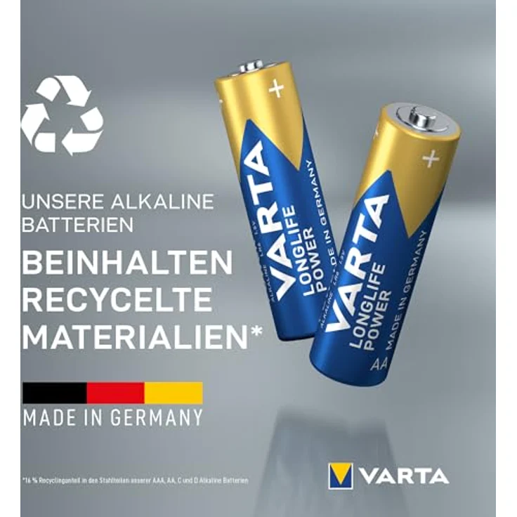 Varta Batterien AA, 12 Stück, Longlife Power, Alkaline, 1,5V, Made in Germany, plastikfreie Verpackung – Bild 4