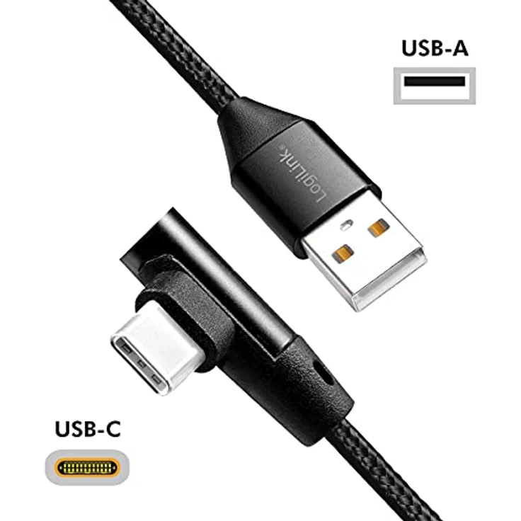 Logilink - USB-Kabel - USB-C (M) gewinkelt bis USB (M) gerade - USB 2.0 - 5 V - 3 A - 30 cm - Schwarz (CU0137) – Bild 3