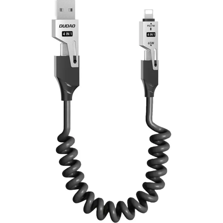 Dudao L20 Pro 4-in-1 USB-Kabel, 65 W schnellladend, USB-A / USB-C, Lightning, schwarz, 1,5 m