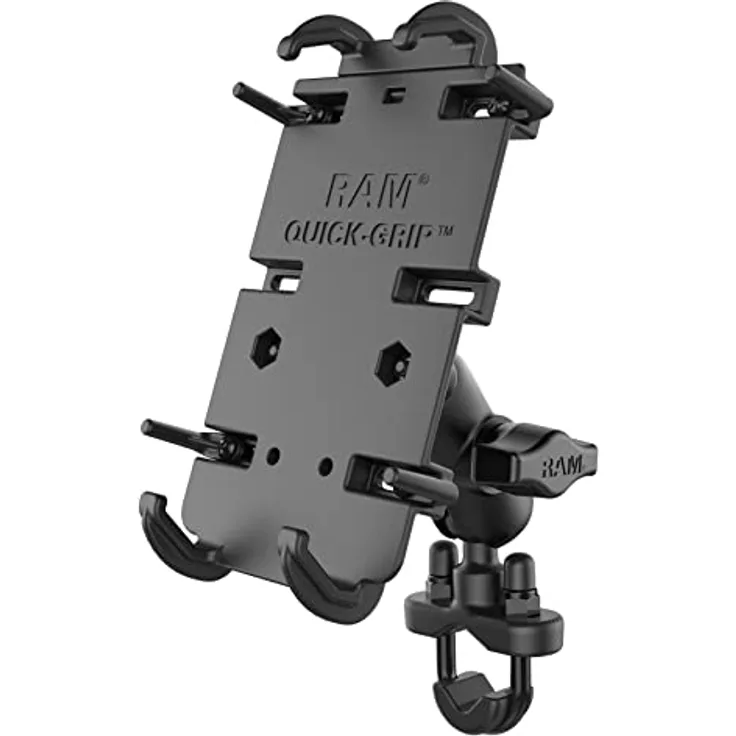 RAM Mounts Quick-Grip, Smartphone Halterung mit federbelastetem Halt und verstellbaren Seitenhalterungen, Schwarz