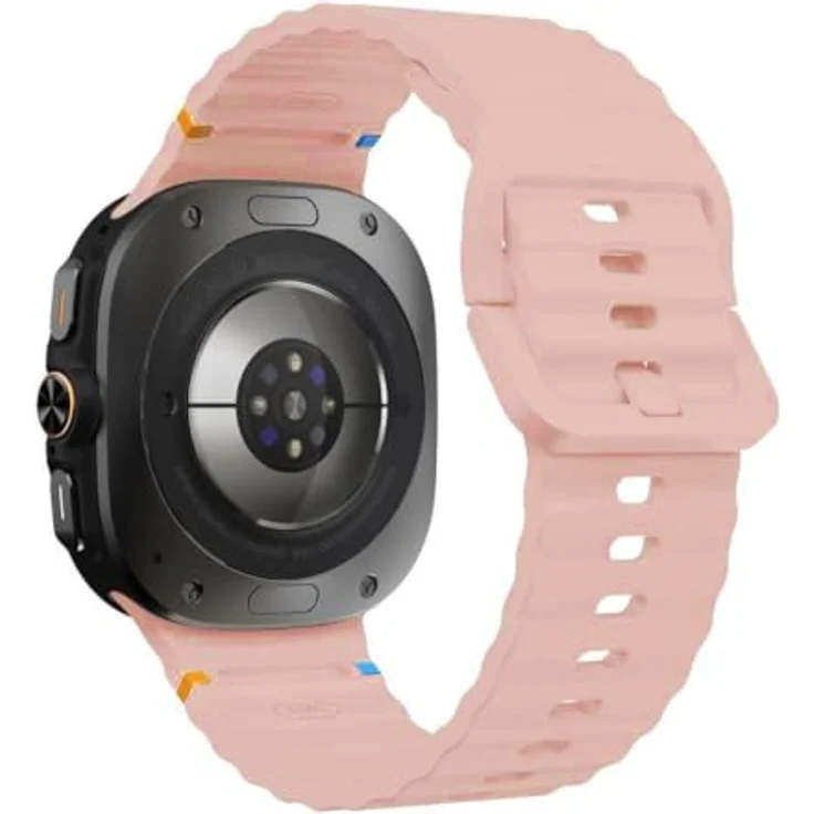 Wigento Silikon Smartwatch-Armband für Samsung Galaxy Watch 9 / 8 / 8 Classic, L, rosa, mit Wellenstruktur und Schnellverschluss – Bild 2
