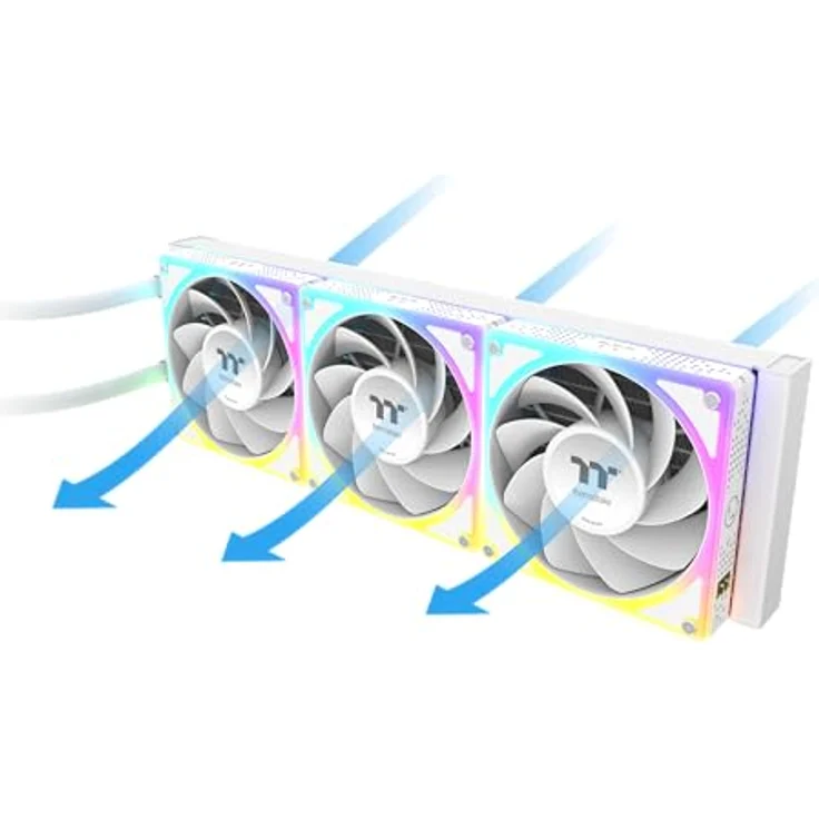 Thermaltake MAGCurve 360 Ultra Snow ARGB, AiO-Wasserkühlung mit 360mm Radiator, 3x 120mm ToughFan EX ARGB Lüftern und 6,67" Curved AMOLED-Display – Bild 2