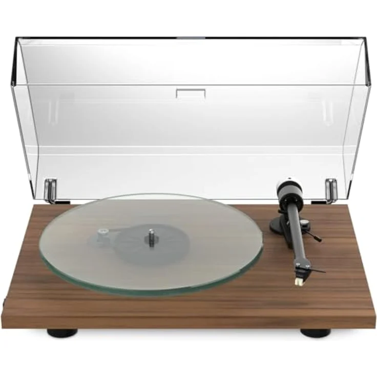 Pro-Ject T2, Audiophiler Plattenspieler mit massivem Glasteller, Sumiko Rainier und vergoldeten Cinch-Ausgängen (Walnuss) – Bild 1