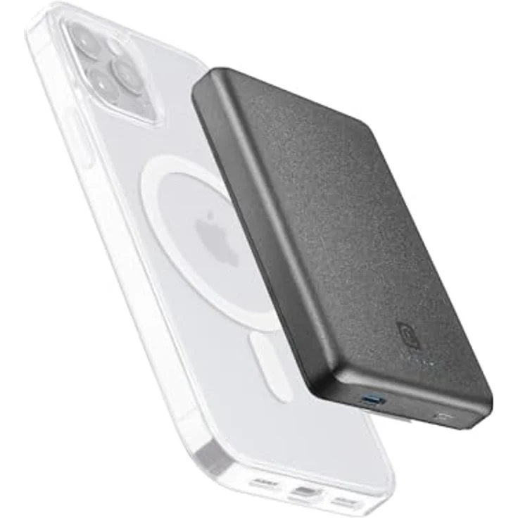 Cellularline MagSafe Wireless Power Bank MAG LITE 10000 Gray - Tragbares Ladegerät mit MagSafe-Technologie und 10.000 mAh Kapazität – Bild 1