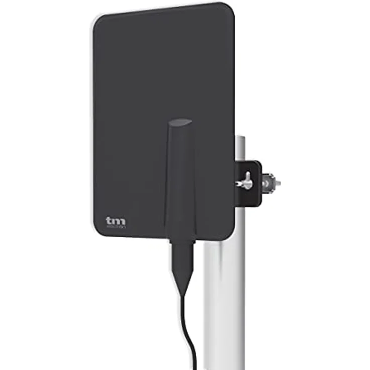 TM Electron TMANT015 TV-Antenne für Innen- und Außenbereich, mit eingebautem Verstärker 40 dB, ultrakompakt, 360-Grad-Ausrichtung, Wandmontage oder Mast und wetterfest, Schwarz – Bild 2