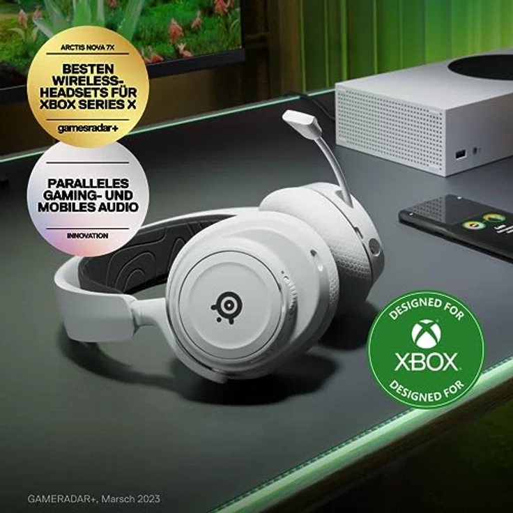 SteelSeries Arctis Nova 7X Wireless – Multi-Platform Gaming Headset – maßgeschneiderte HiFi-Treiber – 2,4 GHz + Bluetooth – 38-Std.-Akku  – Einziehbares Mikrofon –Xbox Series X|S, PC, PS5, VR, Switch – Bild 2