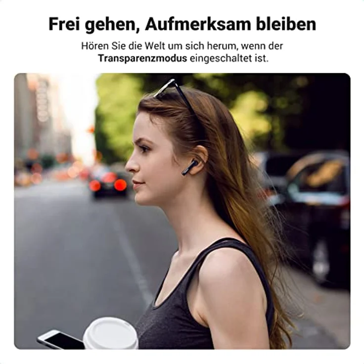 UGREEN HiTune T3 Bluetooth Kopfhörer In Ear, kopfhörer kabellos mit 10mm-Treiber, aktive Geräuschunterdrückung, tiefer Bass, Bluetooth 5.2, 24 Std. Spielzeit, KI-Anruf Rauschunterdrückung, Schwarz – Bild 4