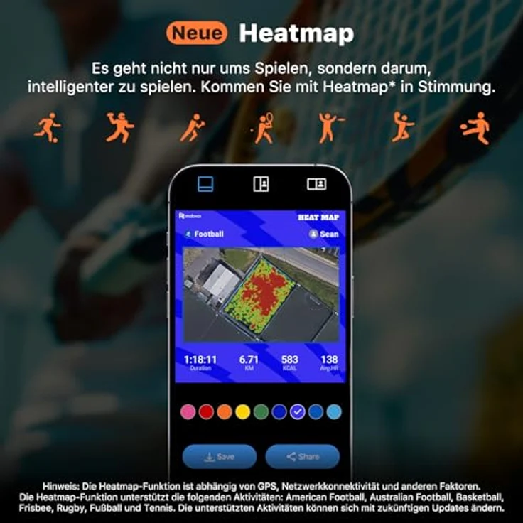 Ticwatch Atlas Smartwatch für Männer Android Wear OS Outdoor 90 Std. Akku 110+ Trainingsmodi Heatmap Sturzerkennung - Stahl/Saphirglas - Schwarz – Bild 5
