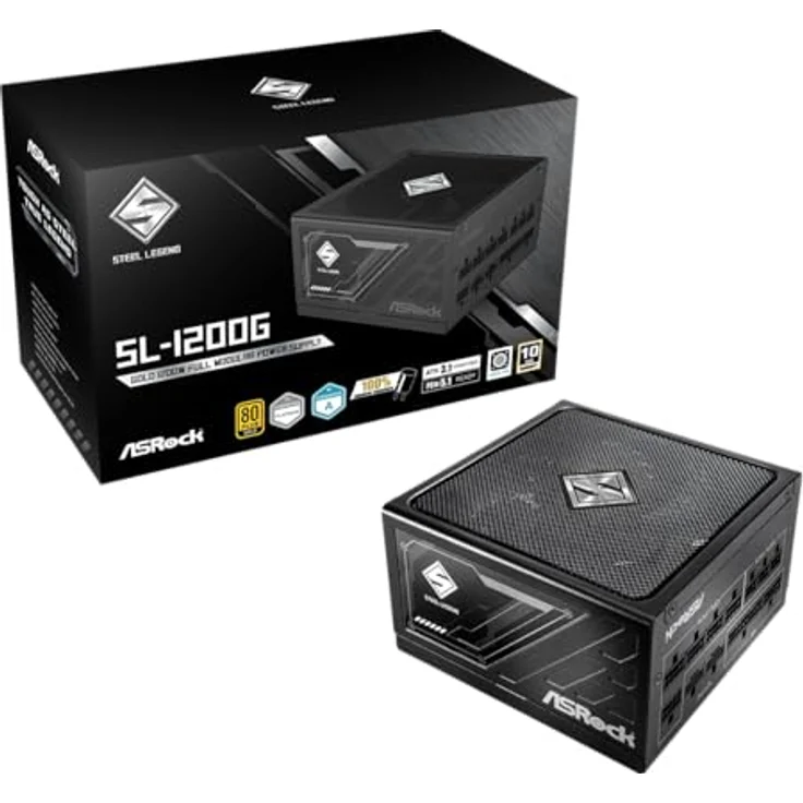 ASRock Steel Legend SL-1200G, 1200W ATX Netzteil mit 80PLUS® Gold-Zertifizierung, vollständig modularem Kabeldesign und aktiver Kühlung – Bild 9