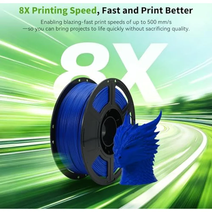 FLASHFORGE High Speed PLA+ 3D-Druckerfilament Blau, Verbesserter Schmelzfluss, elegantes mattes Finish, satte und kräftige Farben – Bild 3