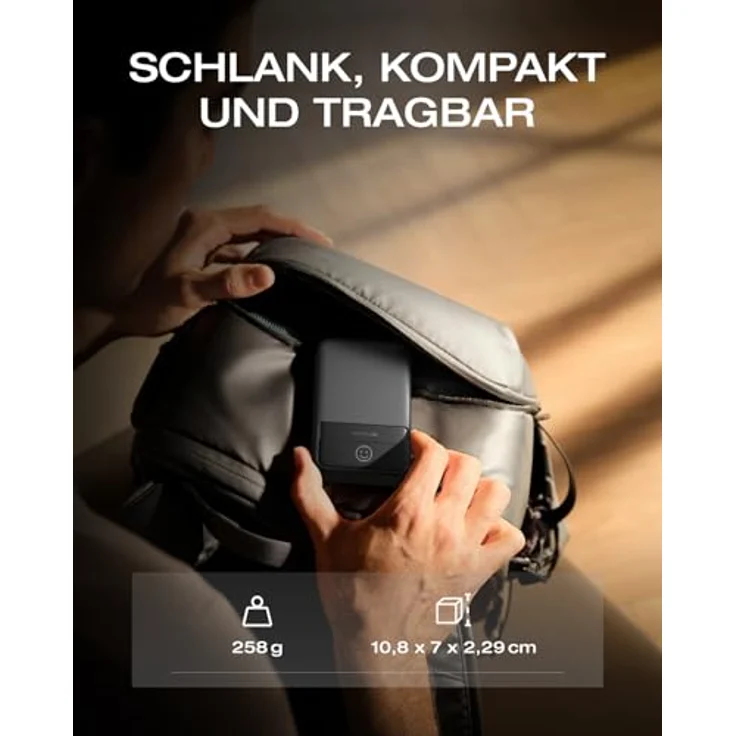 EF ECOFLOW Magnetische Powerbank 10 000 mAh Schwarz, kabelloses tragbares Ladegerät, 65 W Schnellladender Batteriepack mit USB-C-Kabel, kompatibel für iPhone 16/15/14/13/12 Serie – Bild 5