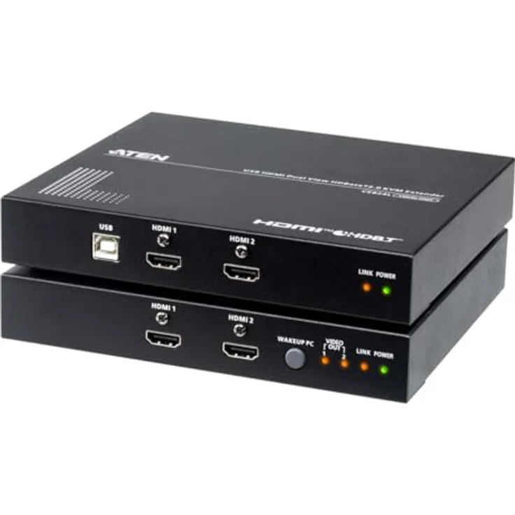 ATEN CE824 USB-HDMI-Dual-View-HDBase 2.0-KVM-Extender, bis 150 m Reichweite, HDMI bis 4K bei 30 Hz, ideal für Kontrollzentren – Bild 1
