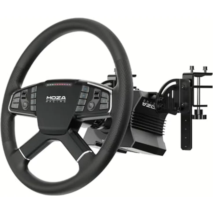 MOZA RACING Truck Driving Simulator Bundle, Gaming-Zubehör mit R5 Direct-Drive-Basis, 400 mm Trucklenkrad, programmierbaren Tasten und SR-P Lite Pedalen, Schwarz – Bild 2