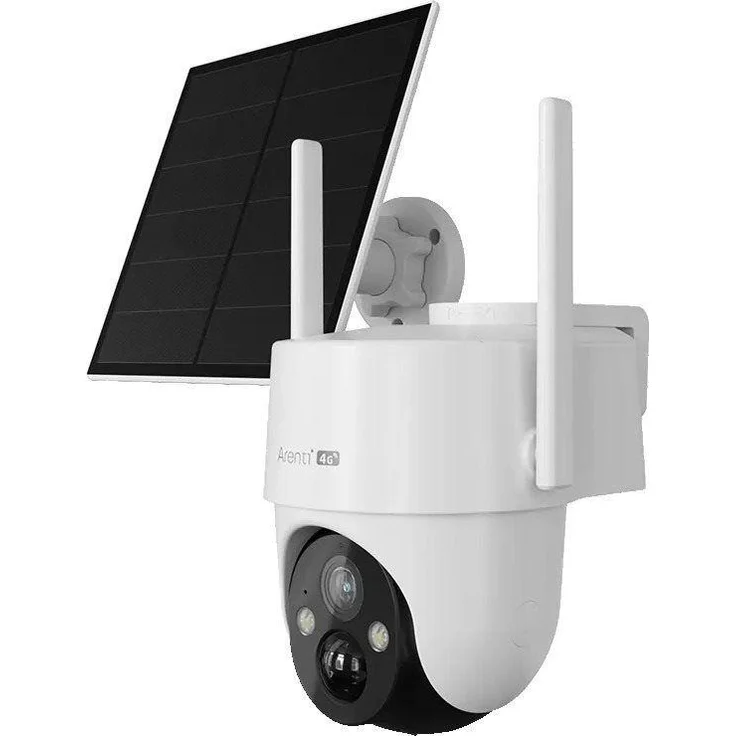 Arenti GO3G + SP2, Wire-Free 3MP/2K Pan-Tilt 4G/LTE Batteriekamera für den Außenbereich, IP65 Schutz, integriertes Mikrofon, microSDHC-kompatibel