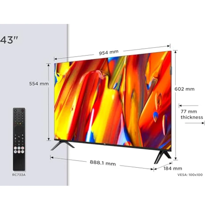 TCL 43V5C, 43“ Full HD Smart QLED Fernseher mit Android TV, HDR, Google Cast & Home, schlankes Design – Bild 2