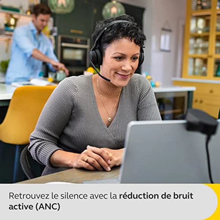 Jabra Evolve2 55 - schnurloses Stereo-Headset mit Jabra Air Comfort - Mikrofone mit Geräuschunterdrückung und ANC - für MS Teams zertifiziert, mit anderen Plattformen kompatibel - Schwarz – Bild 4