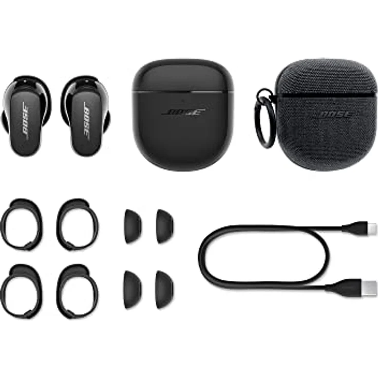 Bose QuietComfort Earbuds II Bundle mit textiler Hülle für Transportetui, kabellos, Bluetooth, weltweit Beste Noise-Cancelling In-Ear-Headphones mit personalisiertem Noise-Cancelling, Schwarz – Bild 5