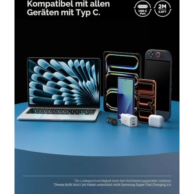 Spigen Essential USB C to USB C 60W Kabel, 2 m, weiß, USB 2.0 – Bild 7