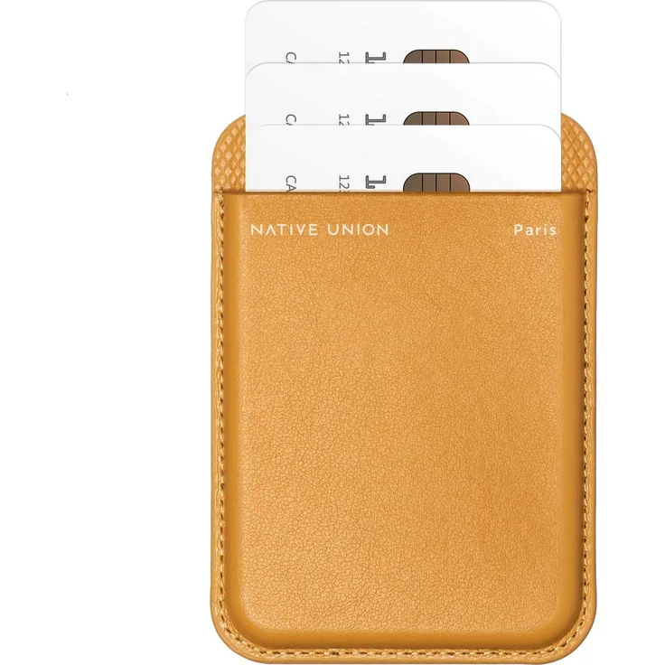 Native Union (Re)Classic Kartenetui, Smartphone Hülle aus pflanzlichen Materialien mit integrierten Magneten, goldgelb für Apple iPhone 15/15 Plus/15 Pro/15 Pro Max