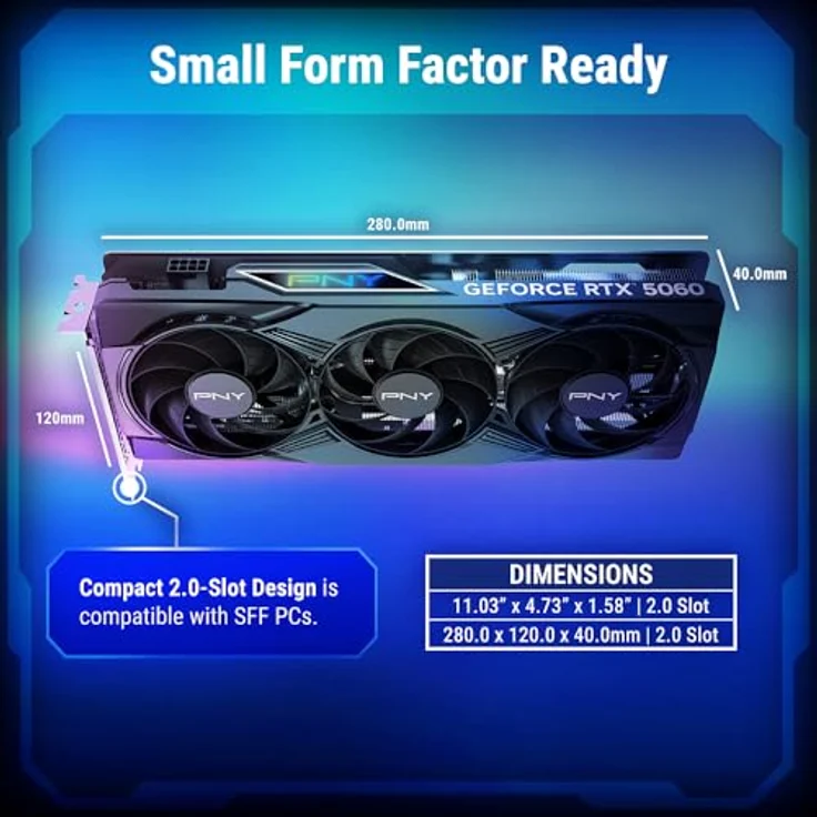 PNY GeForce RTX 5060, 8GB GDDR7 Grafikkarte mit 7680 x 4320 Pixel, PCIe x8 5.0, 3840 CUDA-Kerne, aktiv gekühlt – Bild 5