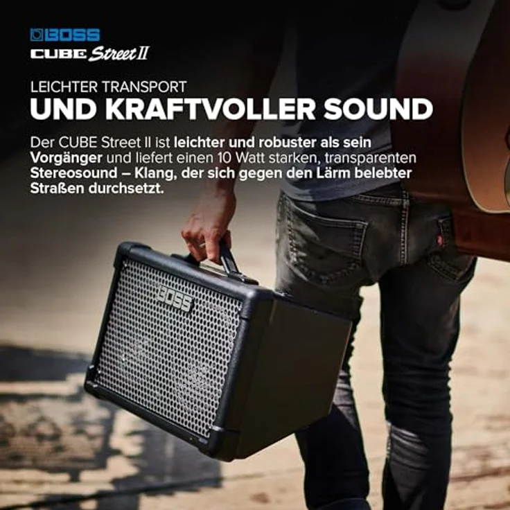 Boss by Roland Cube Street II, Batteriebetriebener Stereo-Verstärker mit 2 Kanälen, 10 W, Bluetooth-App-Steuerung, integrierten Effekten und Looper, schwarz – Bild 3