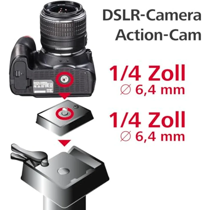 Hama Schnellkupplungsplatte für Stative der Serien Star 55-63-Action 165 3D-Gamma 153, 1-4-Zoll-Gewinde, schwarz – Bild 3