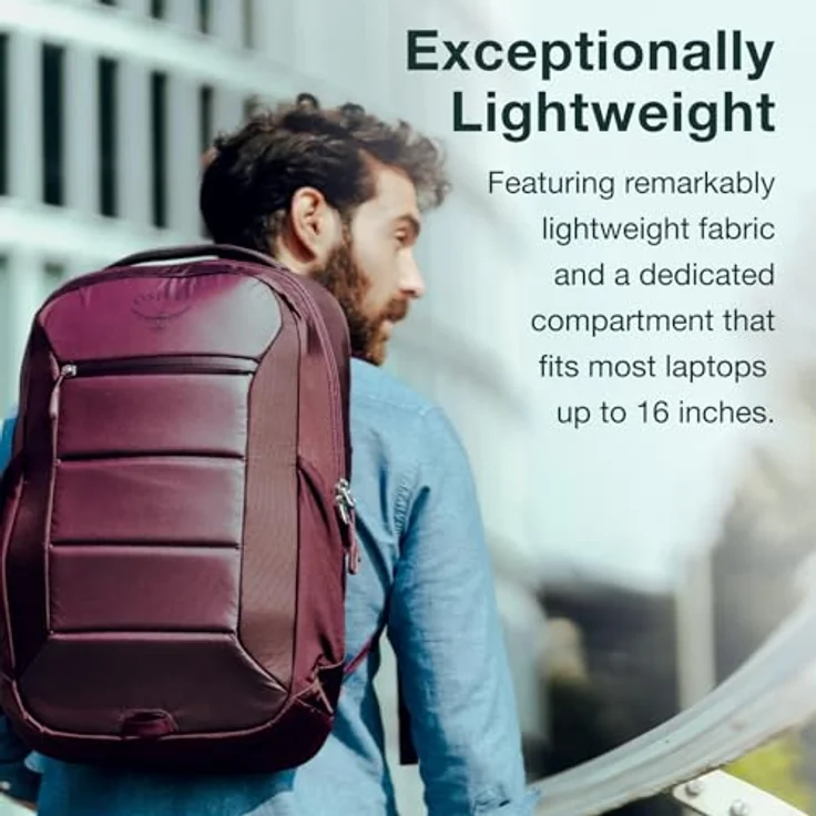 Osprey Ozone Laptop-Rucksack, leichter Reiserucksack mit 16-Zoll-Laptophülle, belüftetem AirScape-Rückenteil, Handgepäck-kompatibel, Schwarz – Bild 3