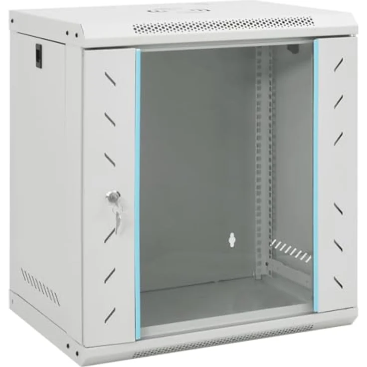 vidaXL 12U Wand Netzwerkschrank, Serverschrank Wandmontage, 19" Wandgehäuse Rack Server Schrank, Wandschrank Datenschrank Abschließbar, IP20 in Schwarz – Bild 1