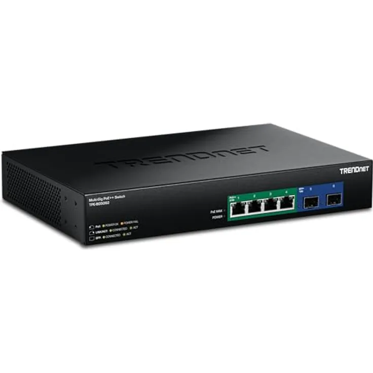 Trendnet 6-Port 2.5G GaN Power PoE++ Switch, unmanaged Netzwerk-Switch mit 240 Watt Gesamtleistung, schwarz