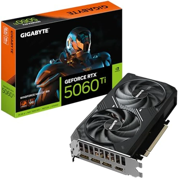 Gigabyte RTX5060 TI Windforce Max OC, 16GB GDDR7 Grafikkarte mit HDMI und 3xDP-Anschlüssen – Bild 1