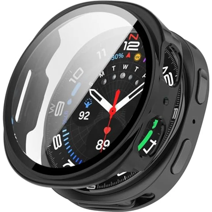 Wigento Schutzhülle + Gehärtetes Glas für Samsung Galaxy Watch 8 40mm, Kunststoff Schwarz, Rundumschutz, Leicht und Elegant – Bild 1