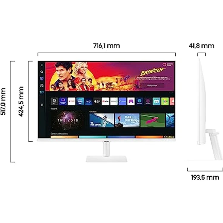 Samsung M7 Smart Monitor S32BM701UP 32 Zoll, VA-Panel, Bildschirm mit Lautsprechern, 4K UHD-Auflösung, Bildwiederholrate 60 Hz, 3-seitig Fast rahmenloses Design, TV Apps mit Fernbedienung, Weiß – Bild 3
